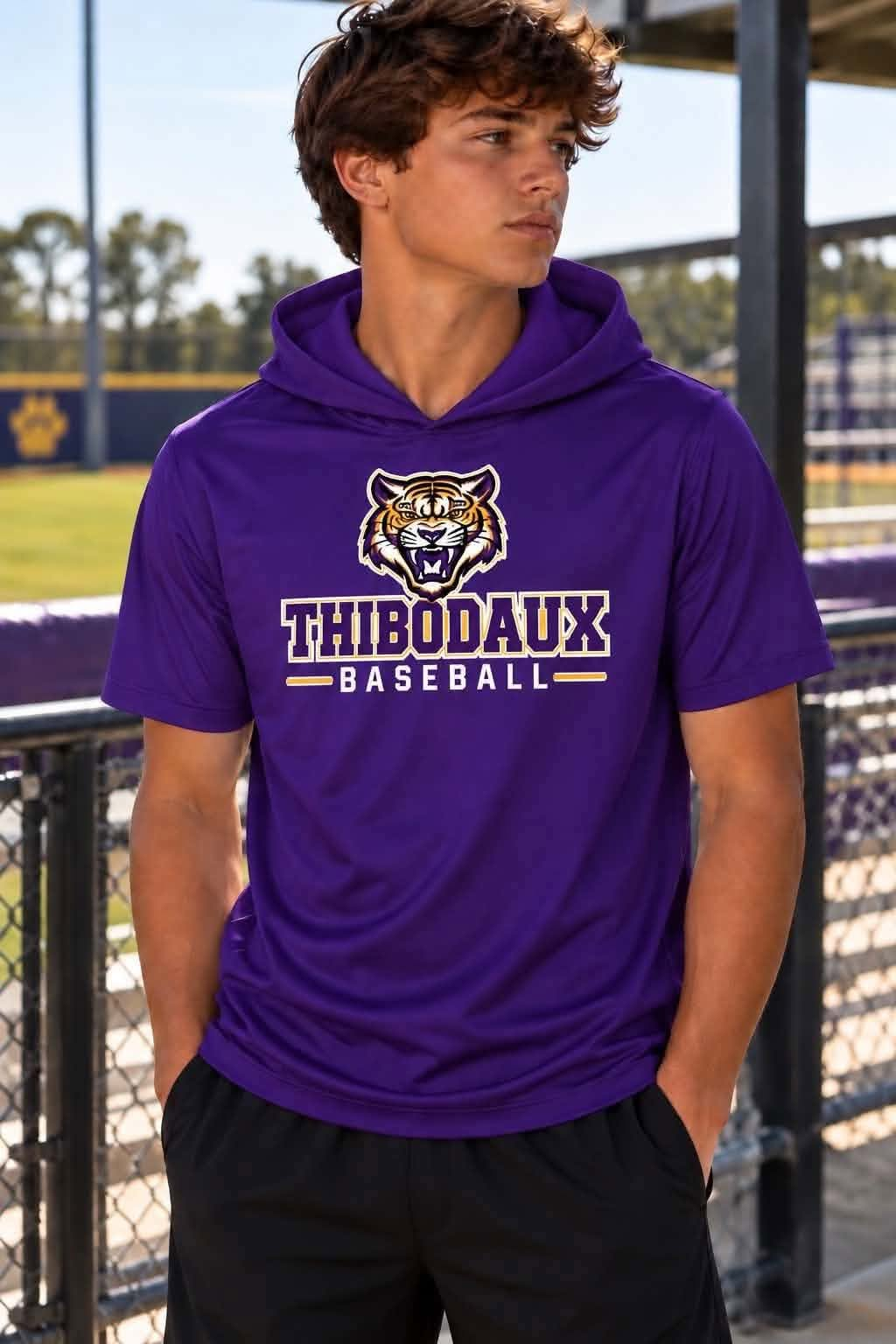 custom moq 5 mix size AAFTBX0103 Adult To Match Kids Purple Printed Short Sleeve Hooded Shirt Top