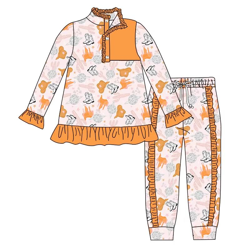 Custom moq 5 each style eta 6-7weeks baby girl clothes boots long sleeve pants sets-25.7.26