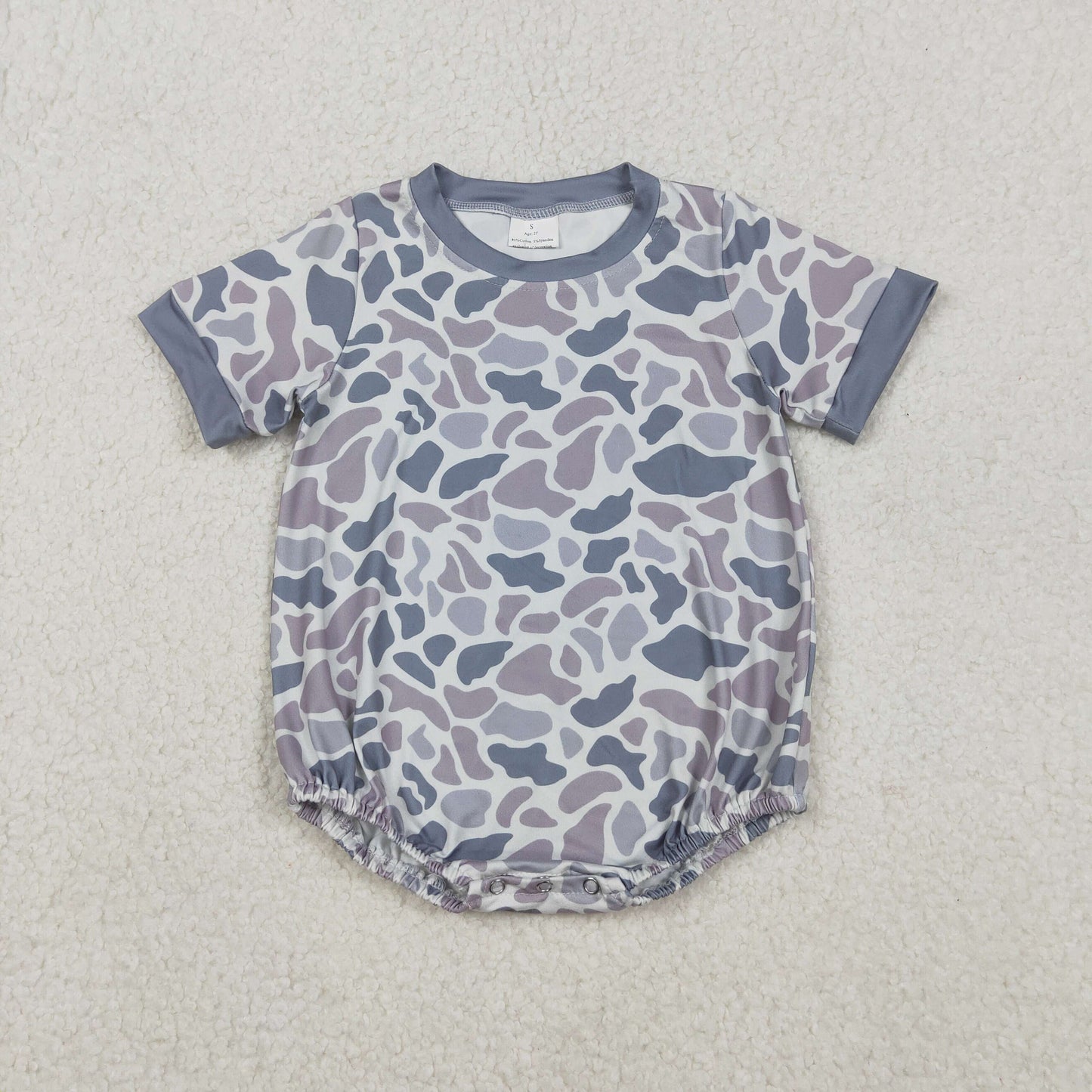 RTS NO MOQ(In Stock) SR3243 Gray-blue camouflage short-sleeved bodysuit