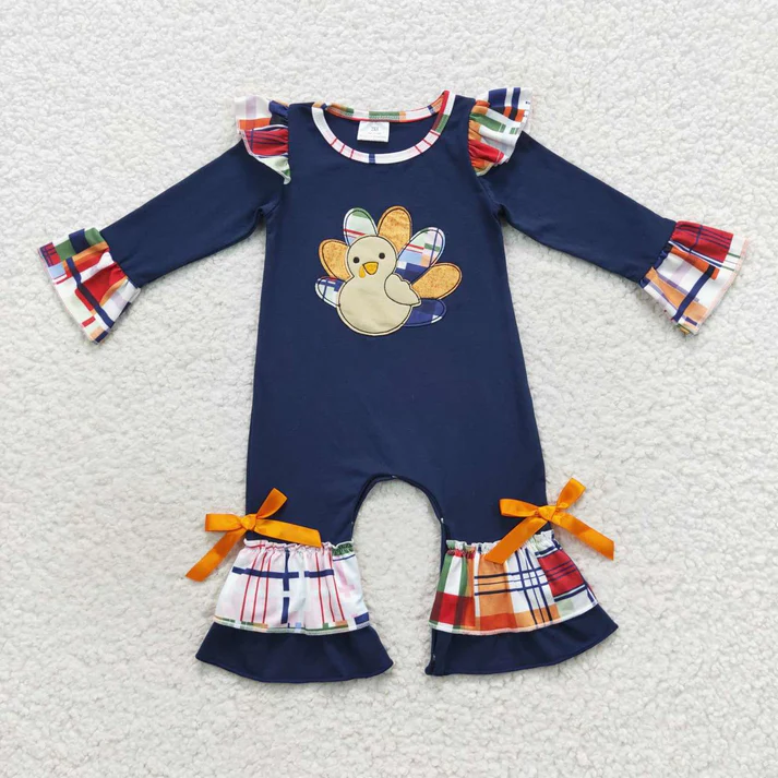RTS NO MOQ Sibling Baby girl boy clothes embroidery turkey long-sleeved trousers suit & rompers