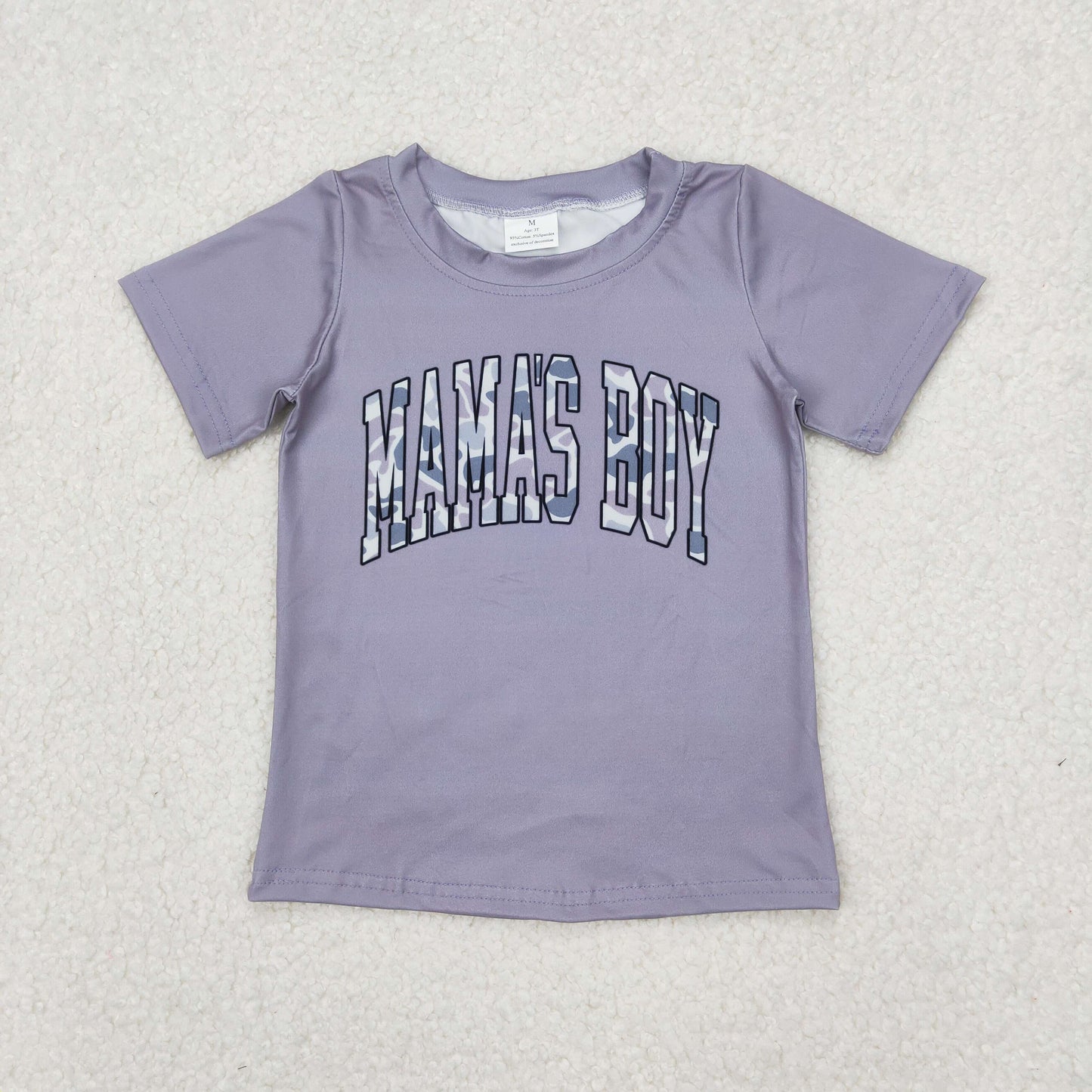 RTS NO MOQ(In Stock ) mama's boy gray short-sleeved shirt with letters