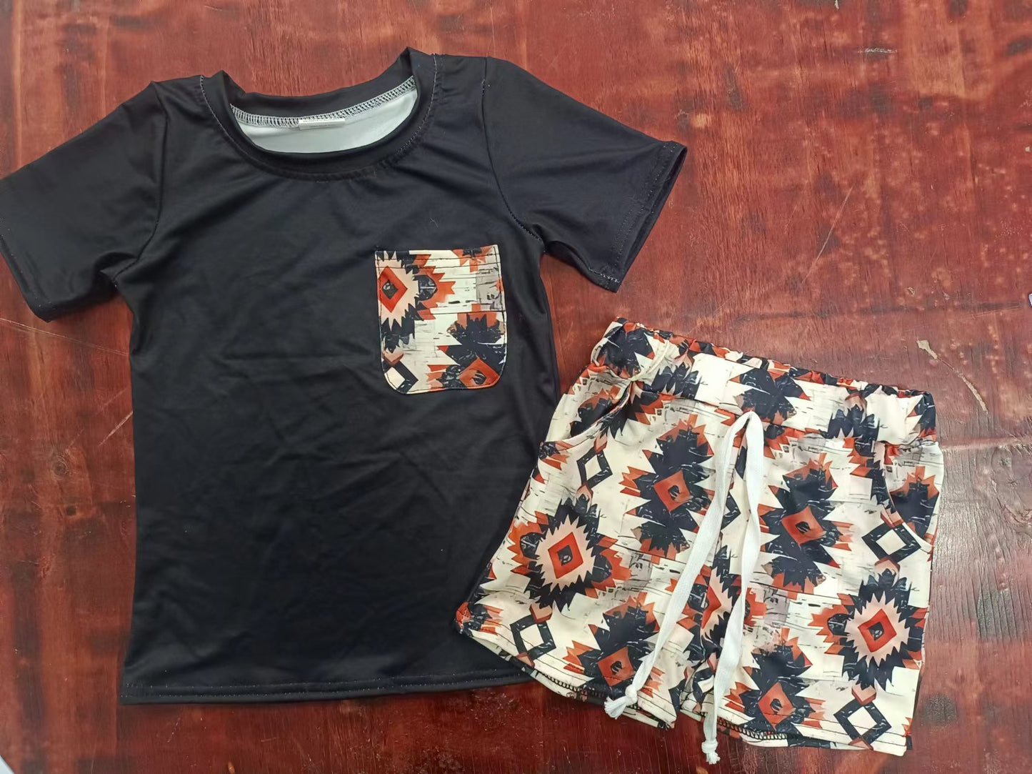 summer boys black geometric shorts boys sets