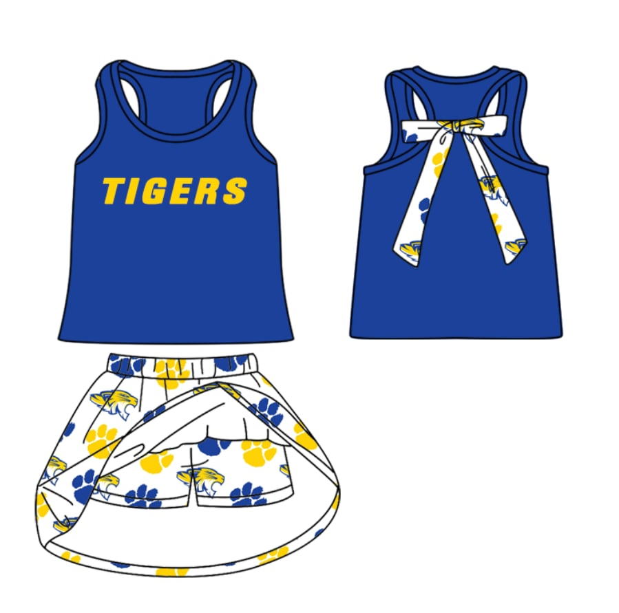 Custom moq 5 baby girls sets Summer Girls Team Skirt Shorts Set