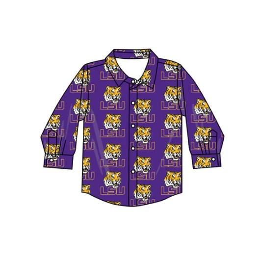 Custom moq 5 each style eta 6-7weeks baby girl clothes team purple long sleeve top-25.7.15