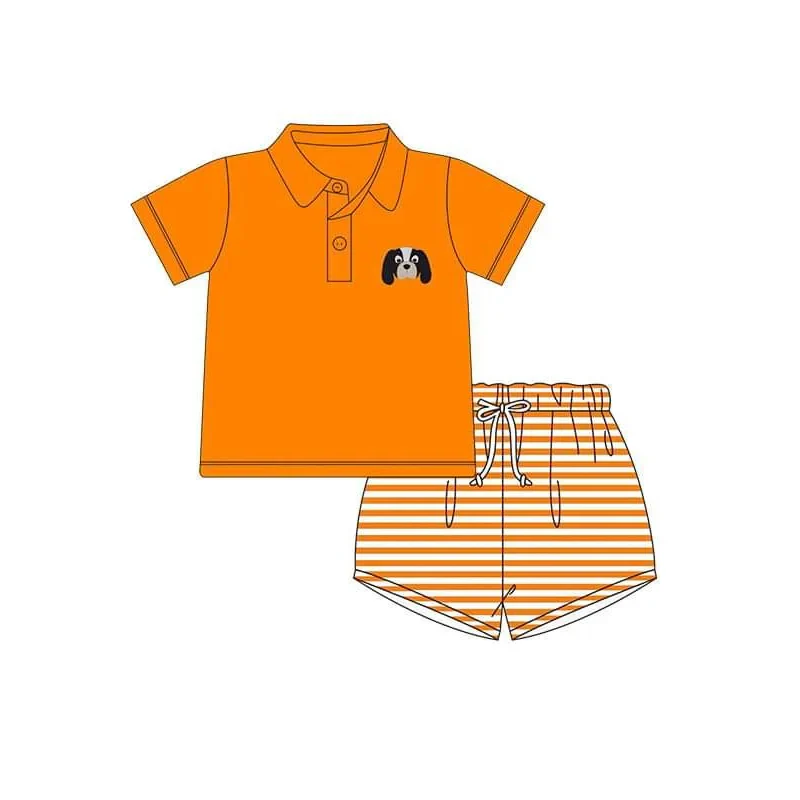 Deadline October 27 custom no moq eta 6-8weeks Orange button-down short-sleeved shorts set