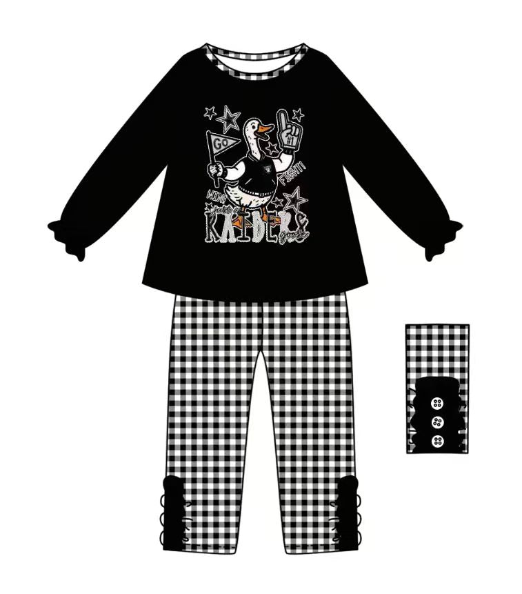Custom moq 5 mix size milk silk summer teams baby girl clothes black long sleeve pants sets-25.9.11