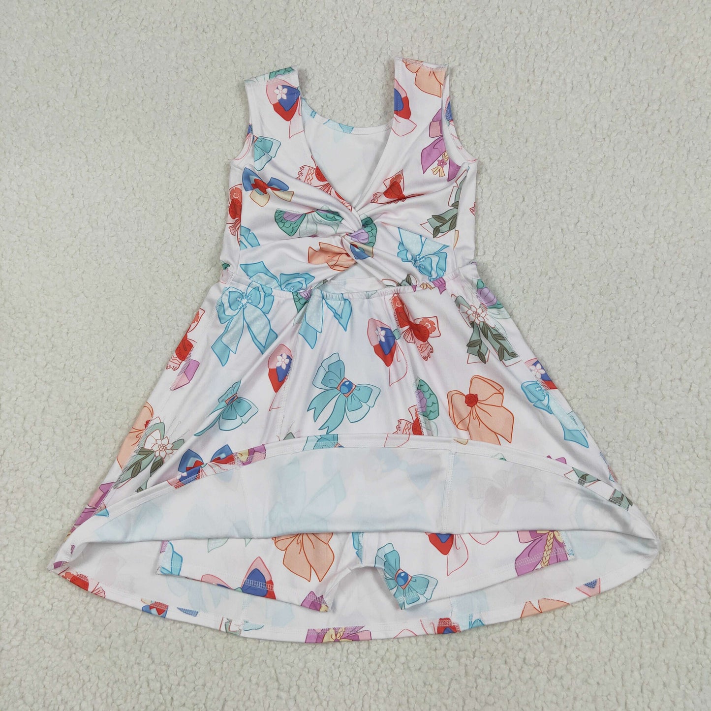 RTS NO MOQ(In Stock) girls sleeveless yoga dress with bow