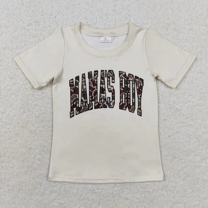 RTS NO MOQ baby boys clothes camouflage MAMA BOY short-sleeved tops