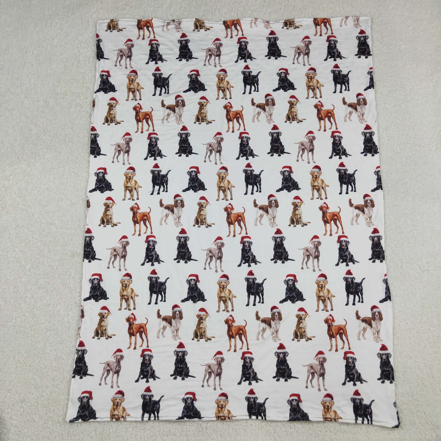 RTS NO MOQ(In Stock) BL0176 White Christmas puppy baby blanket