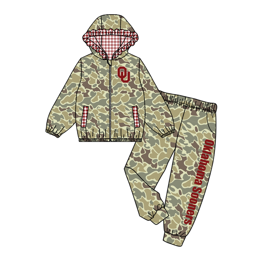 Custom moq 8 mix size eta 6-8weeks milk silk summer team camouflage baby girl clothes hooded long sleeve pants sets-25.9.18