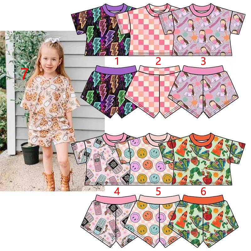 custom moq 5 mix size Short-sleeved shorts pajama set