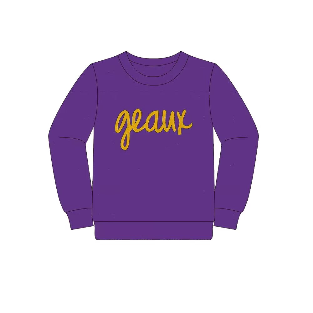 custom moq 3 eta 6-8weeks team geaus boys purple long sleeve top