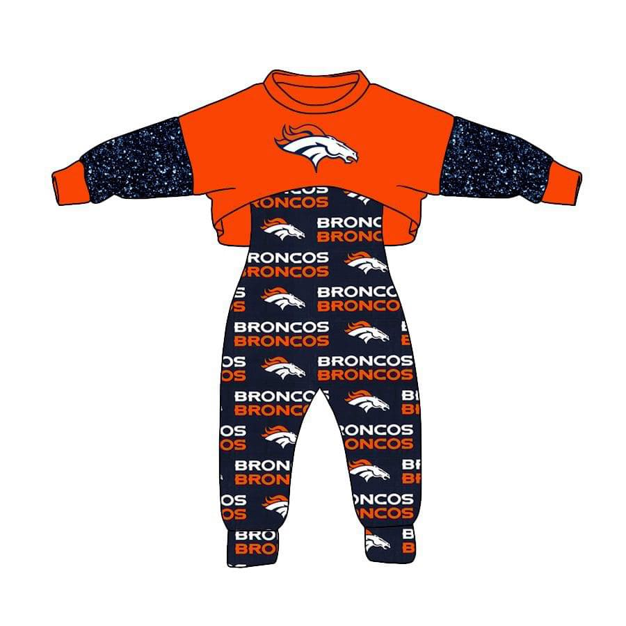 Deadline November 30 custom no moq eta 6-8weeks Baby kids Little White Horse - Letter Print Orange and Black Long Bodysuit