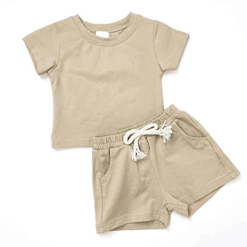 custom moq 3 cotton fabric eta 4-5weeks boys short sleeve shorts suit