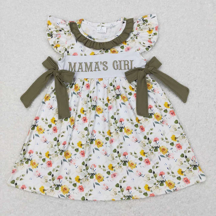 RTS baby girls clothes mama girl Short Sleeve dress rompers