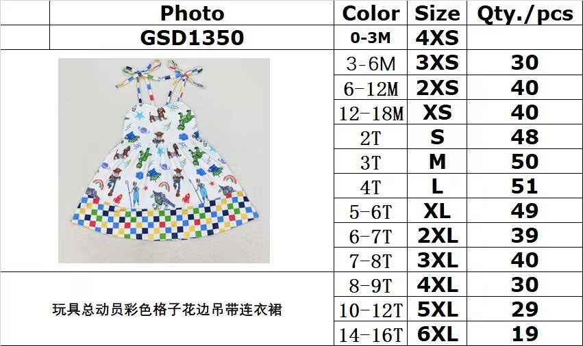 Cute Clothes GSD1350 Baby Girls Straps Ruffles Knee Length Dresses