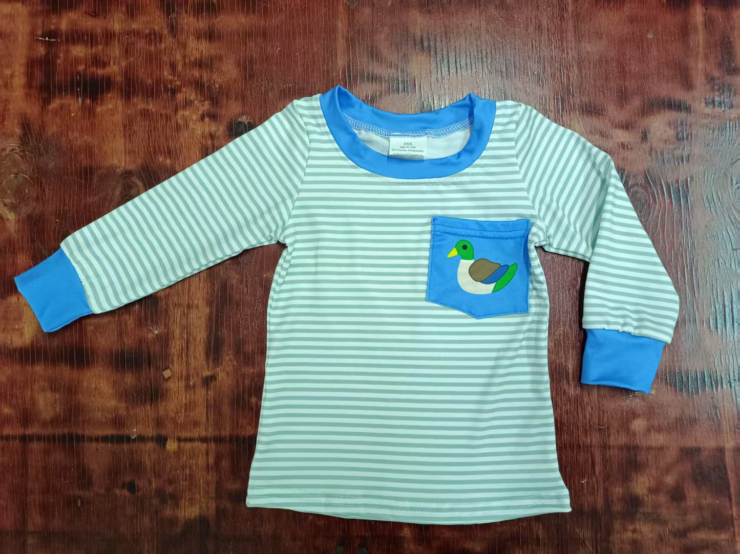 Custom moq 3 eta 6-7weeks kids clothes duck striped long sleeve top