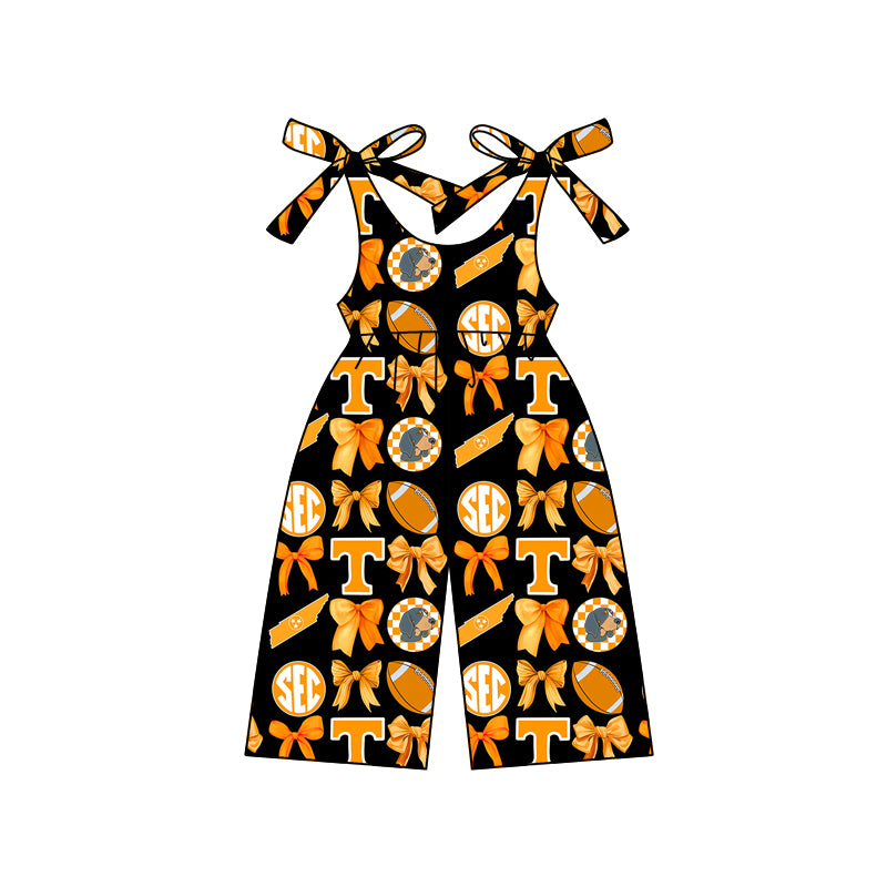 custom moq 3 eta 6-7weeks baby girl clothes team bow suspender jumpsuit