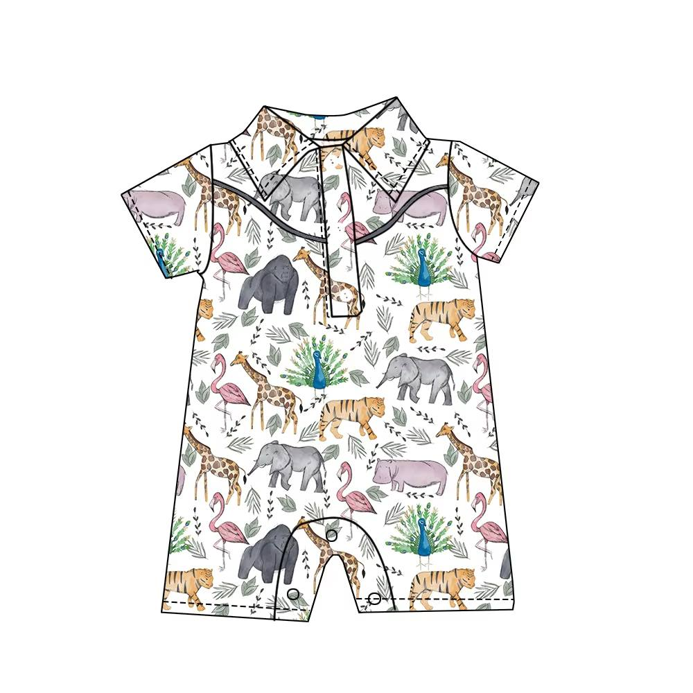 Custom moq 5 each style eta 6-7weeks baby boy clothes animal short sleeve romper-25.8.9