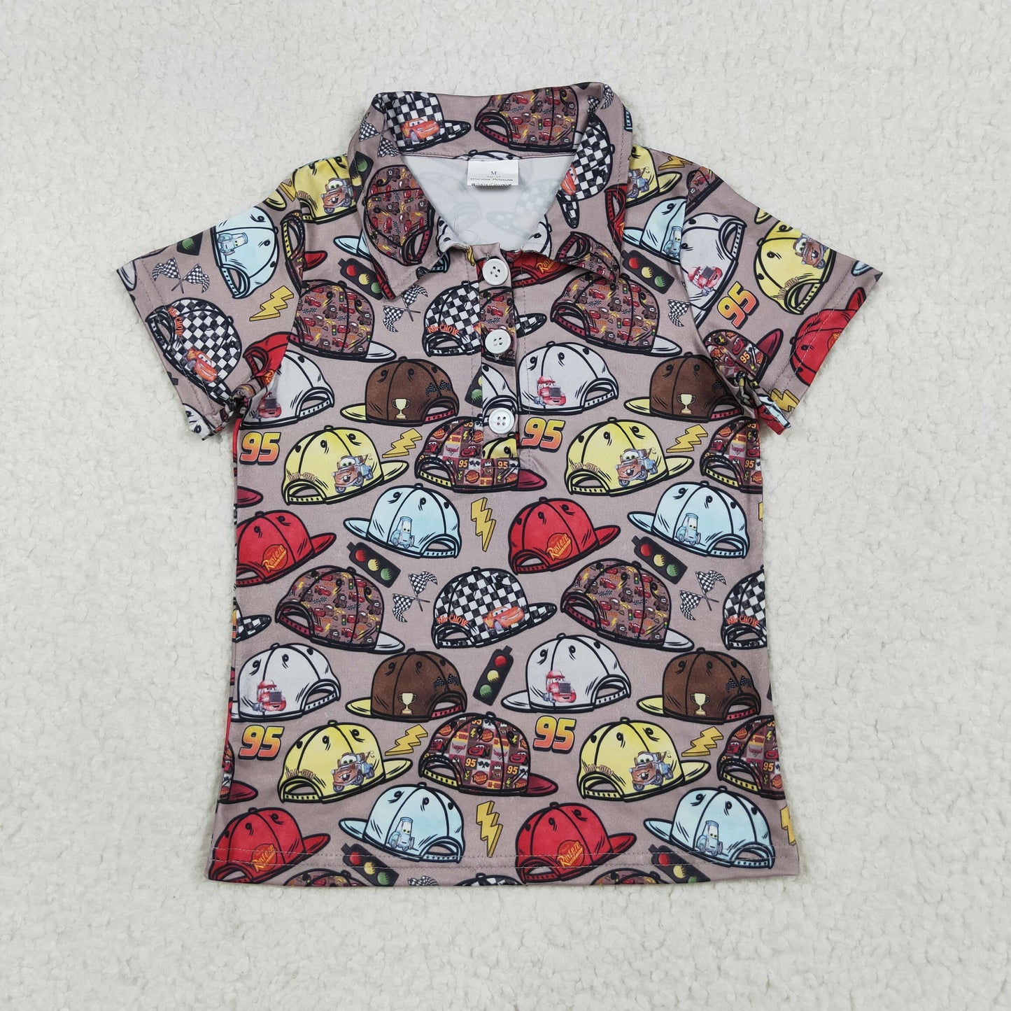Cute Clothes BT1228 hat brown button short-sleeved top