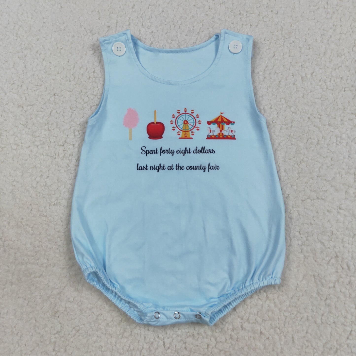 RTS NO MOQ(In Stock) SR3056 Blue Ferris wheel amusement park logo vest bodysuit