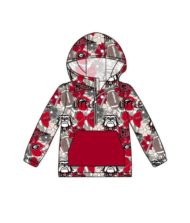 Custom moq 3 eta 6-7weeks team baby boys clothes GEORGIA brick red hooded long sleeve top