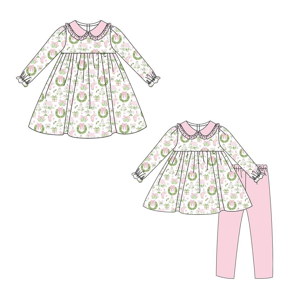 Custom moq 5 each style eta 6-7weeks baby girl clothes Christmas long sleeve pants sets and dress -25.8.9