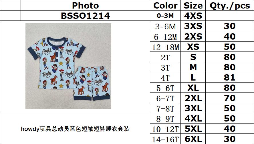 Cute Clothes BSSO1214 Baby Boys Blue Shirts Shorts Pajamas Clothes Sets
