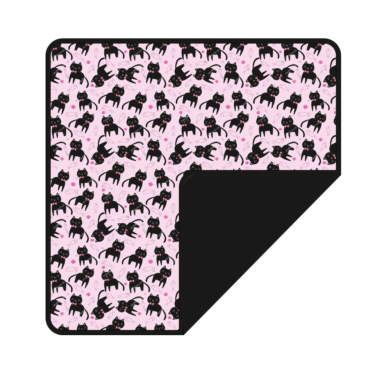Custom MOQ 3 ETA 6-8WEEKS Kitten and fish pink and black children's blanket SIZE 29*43INCH