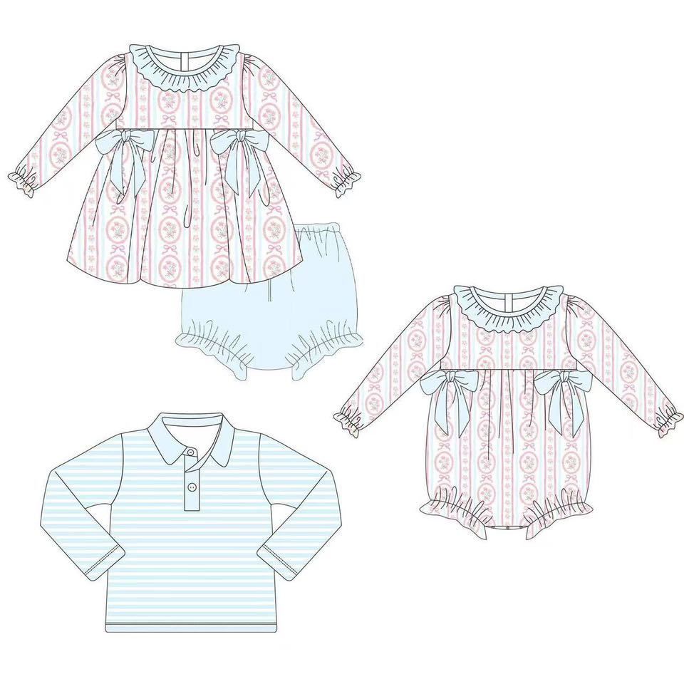 Custom moq 5 each style eta 6-7weeks baby girl clothes long sleeve briefs sets and top and romper-25.8.4