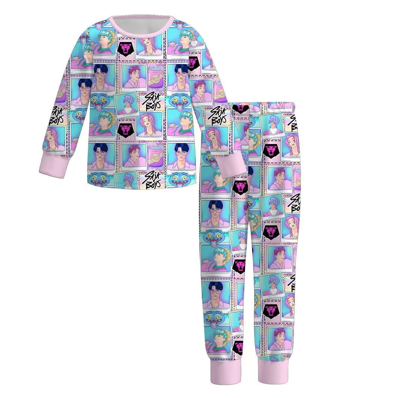 Custom moq 5 mix size milk silk baby girl clothes long sleeve pants sets