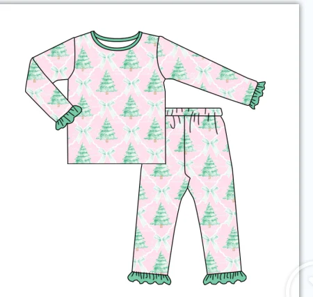 Deadline August 19 custom no moq eta 6-7weeks bamboo Long sleeve trousers suit pajamas girls pajamas