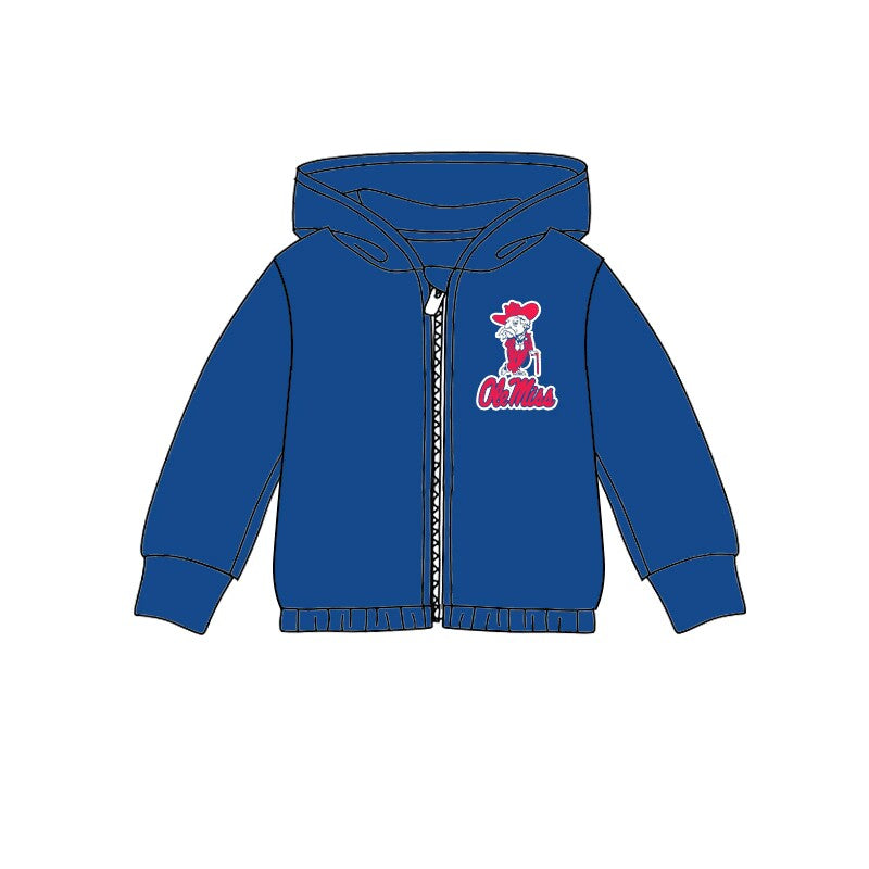 Custom moq 3 eta 6-7weeks team Girls dark blue Hooded Zip-Up Pullover