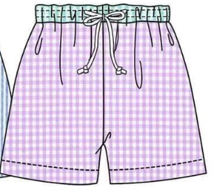 boys light puple seersucker swimming trunks