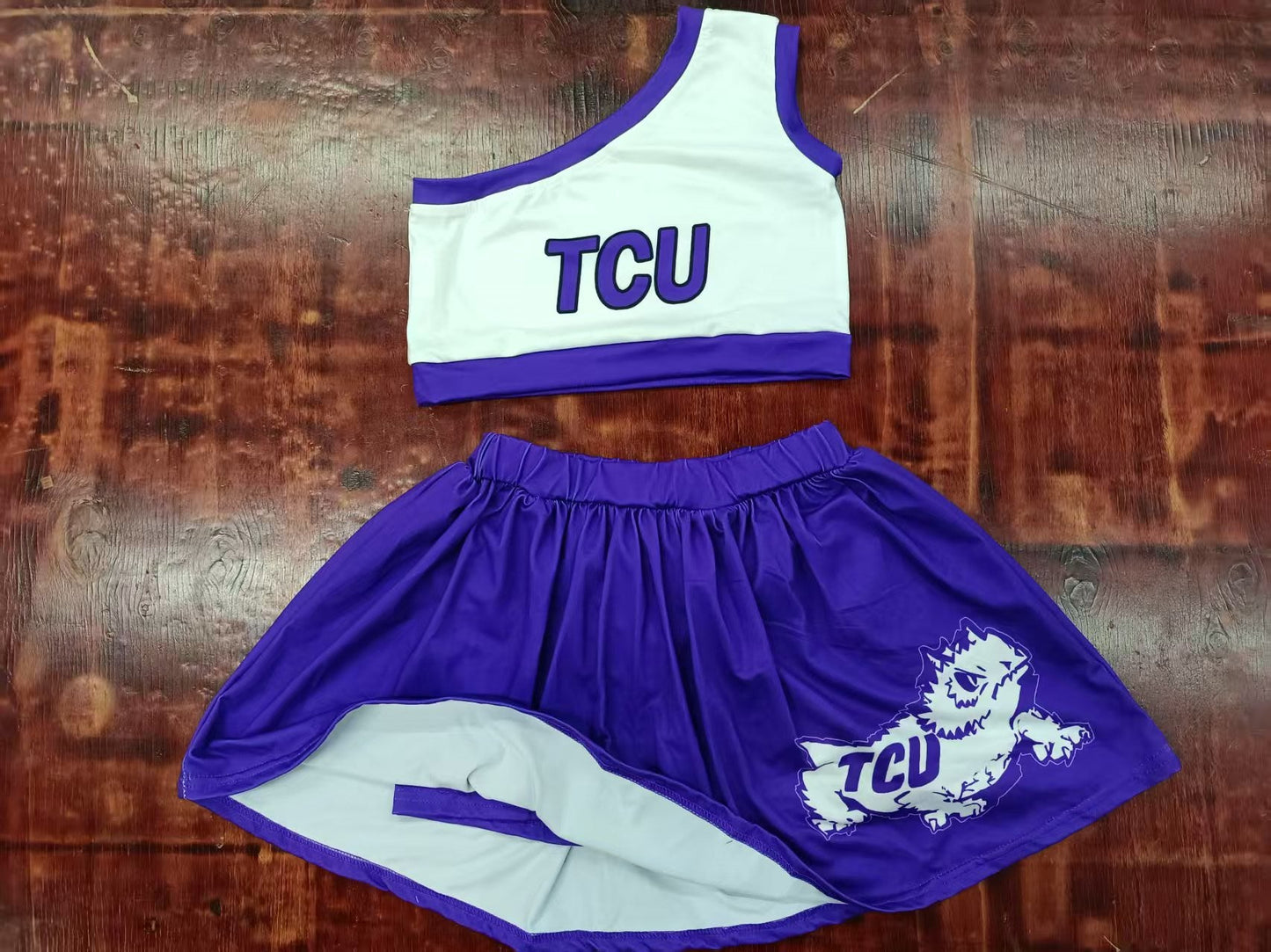 Custom moq 3 eta 6-7weeks baby girl clothes team purple and white sleeveless skirts dress sets
