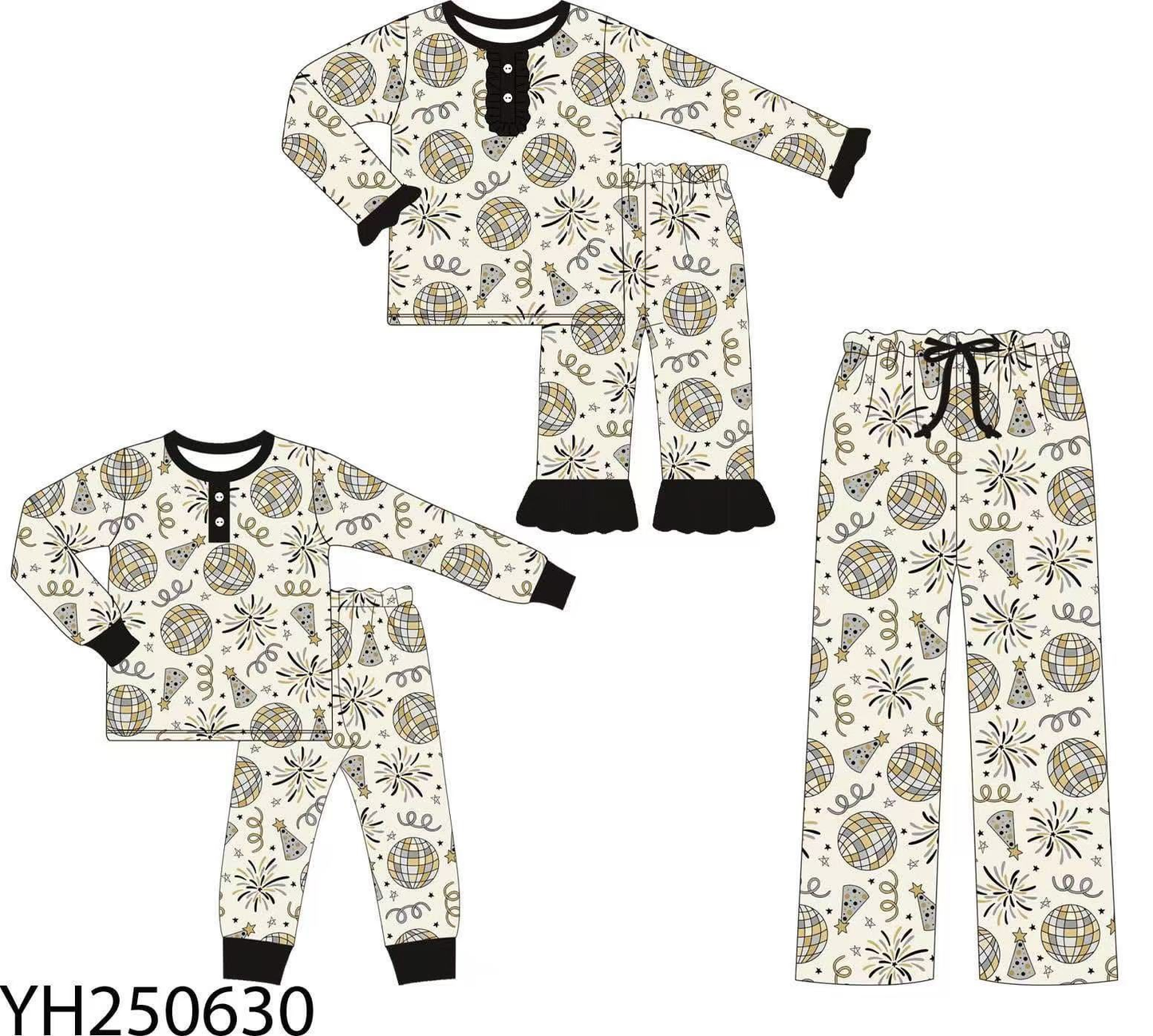 Custom moq 5 each style eta 6-7weeks baby girl clothes long sleeve sets and adult pants