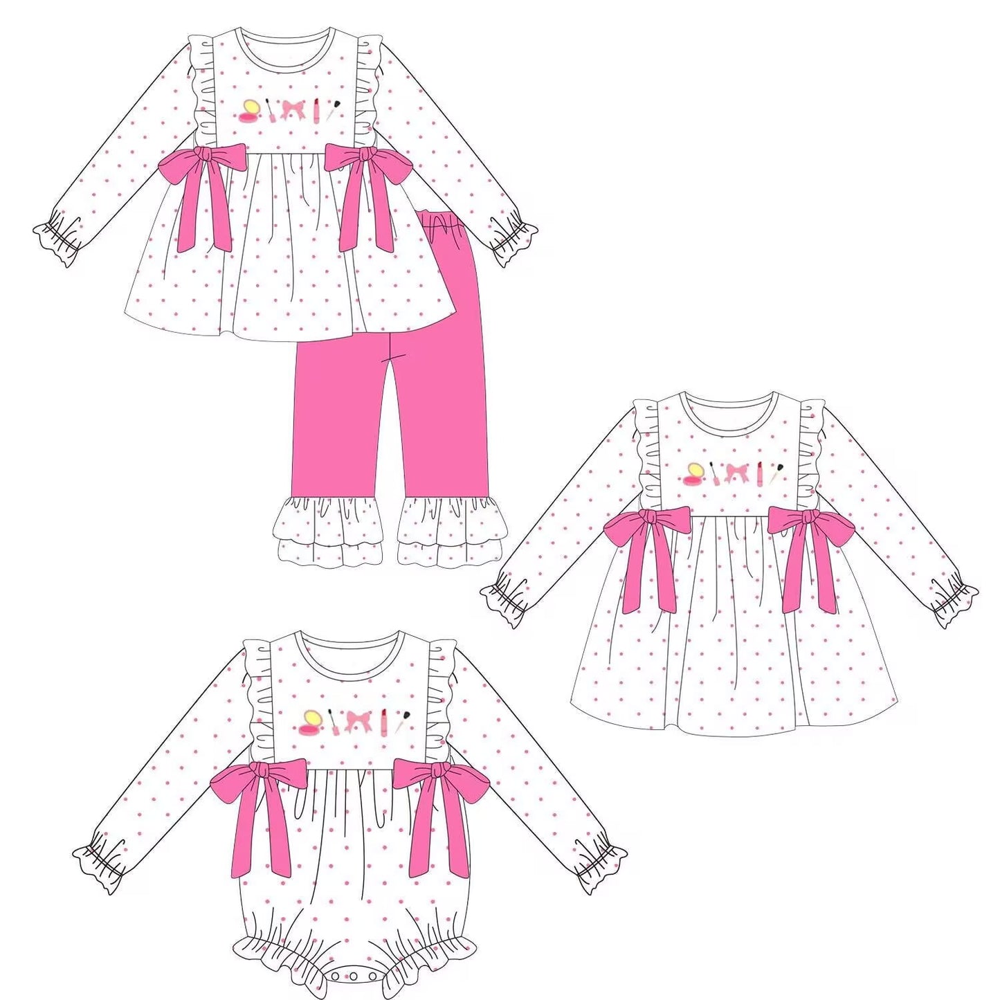 Custom moq 5 each style eta 6-7weeks baby girl clothes long sleeve pants sets and romper and dress -25.9.4