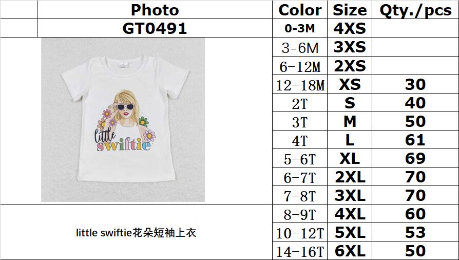 GT0491 little swiftie flower short sleeve top