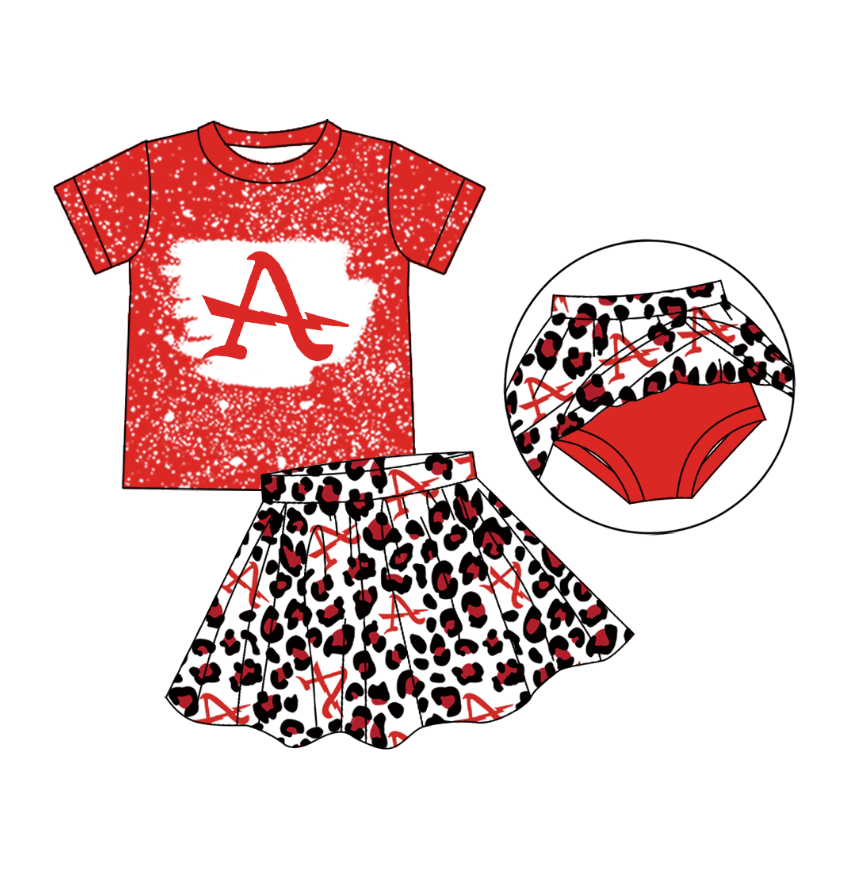 custom moq 3 eta 6-7weeks team summer baby girls clothes short sleeve skirts sets