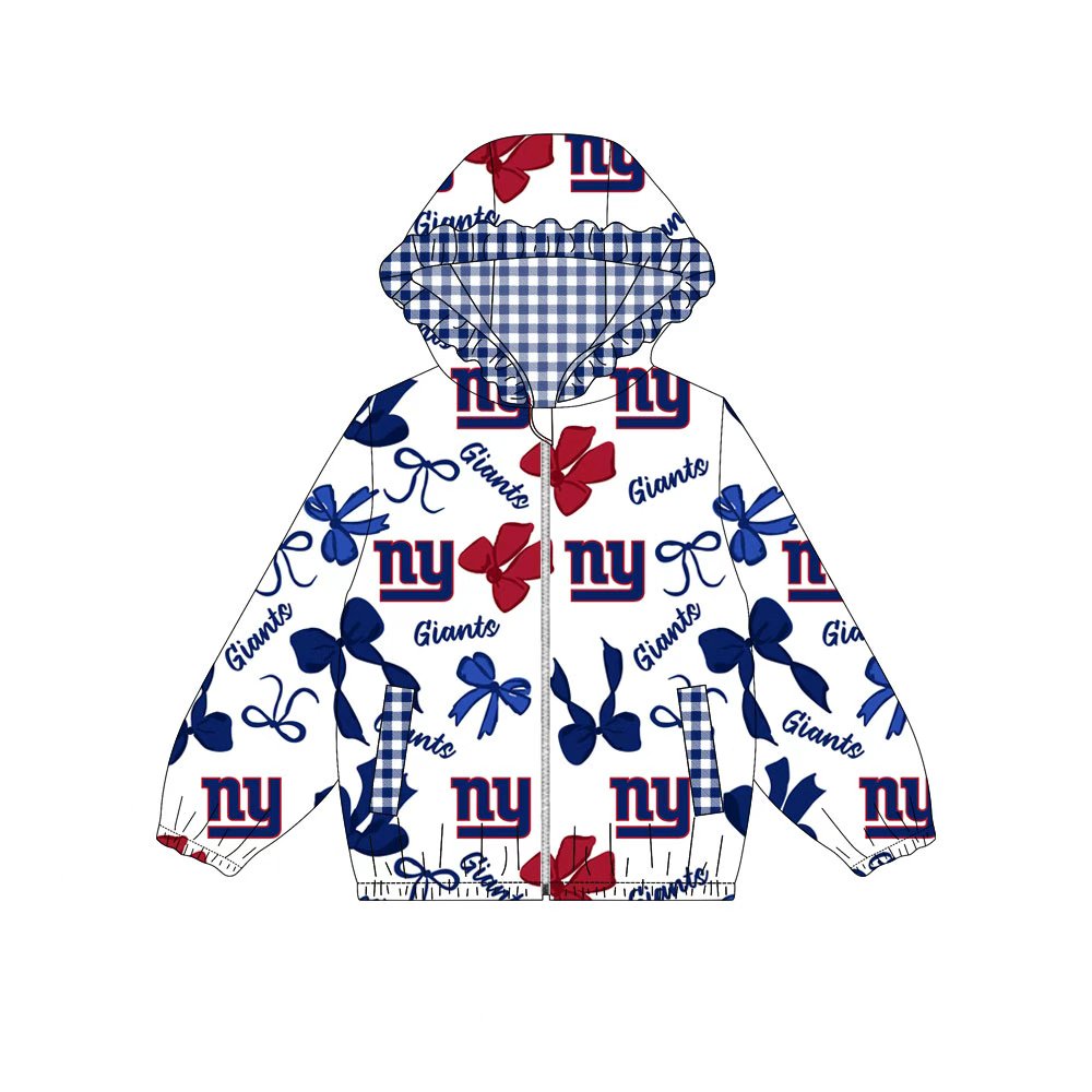 Custom moq 8 mix size milk silk summer team baby girls clothes bow blue hooded long sleeve top-25.9.27
