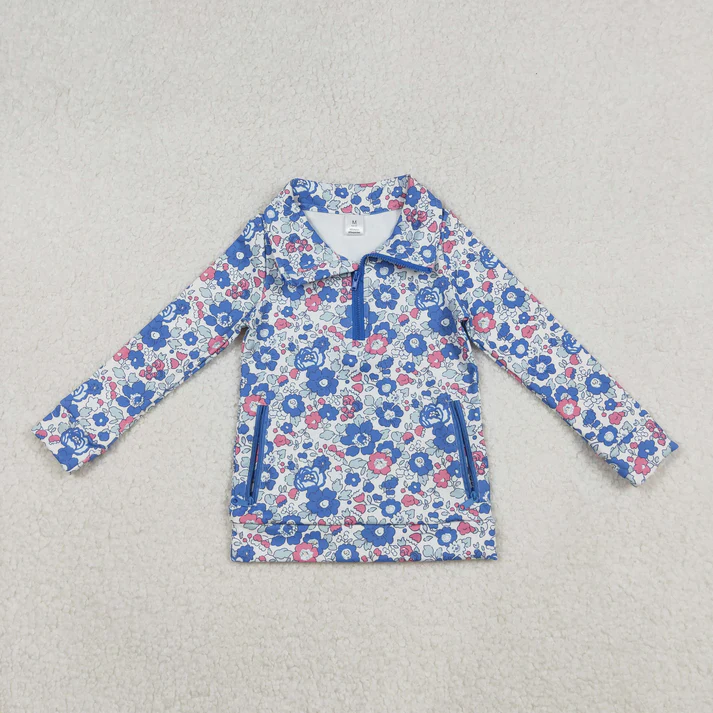 RTS NO MOQ Sibling Baby Girls clothes yoga Zipper Stand Collar Pullover Long Sleeve Tops