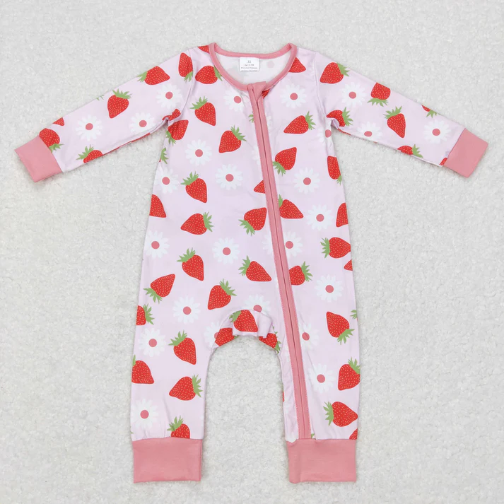 RTS Sibling baby girls clothes strawberry long Sleeve pants sets and rompers