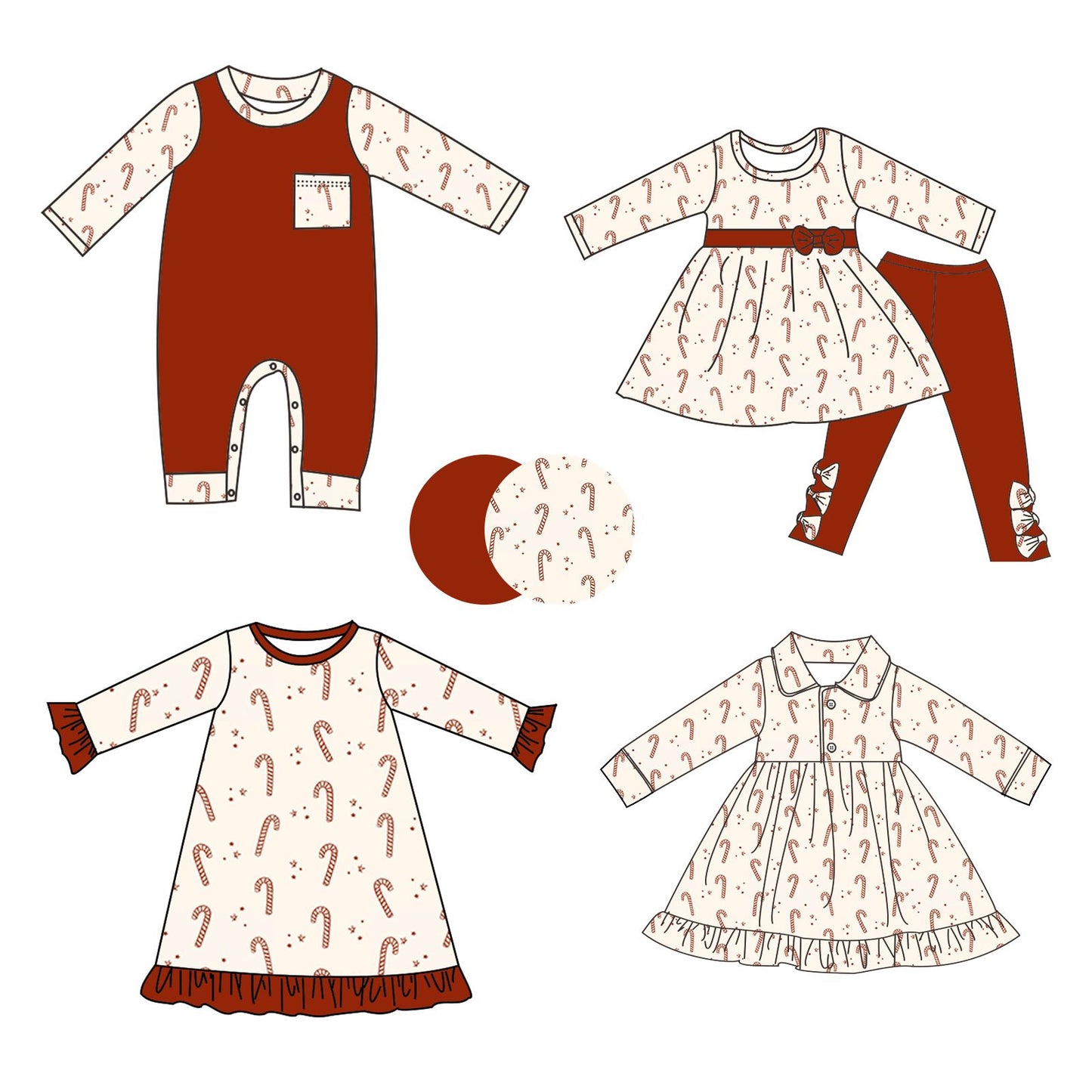 Custom moq 5 each style eta 6-7weeks baby girl clothes Christmas long sleeve pant set and dress 2 and romper-25.8.29