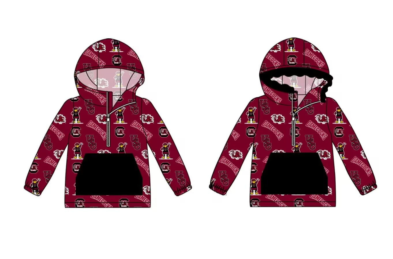 Custom moq 3 mix size eta 6-8weeks Maroon Duck in Clothes - Letter Zipper Pullover Jacket