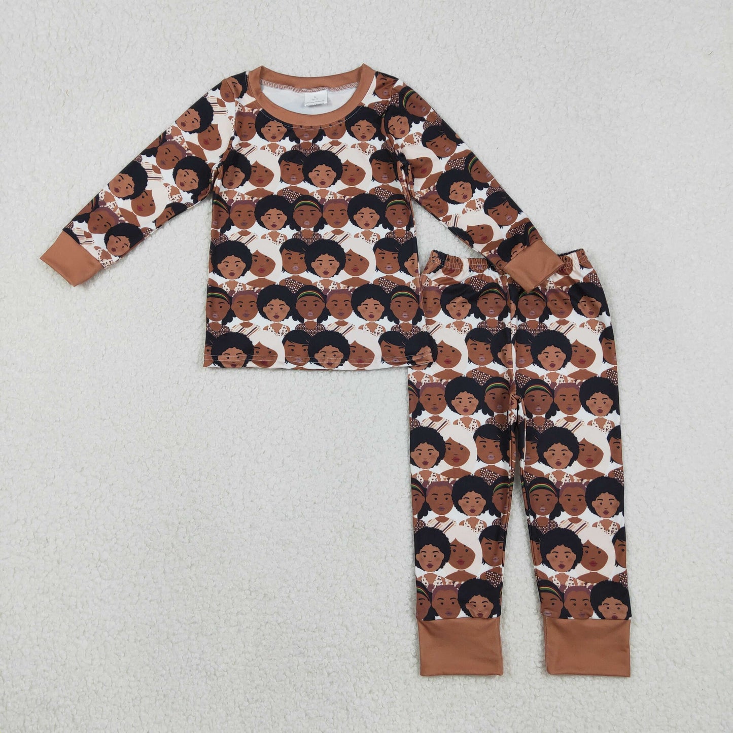 RTS NO MOQ(In Stock) GLP2948 Black History Month Photo Long-Sleeve Pants Pajama Set