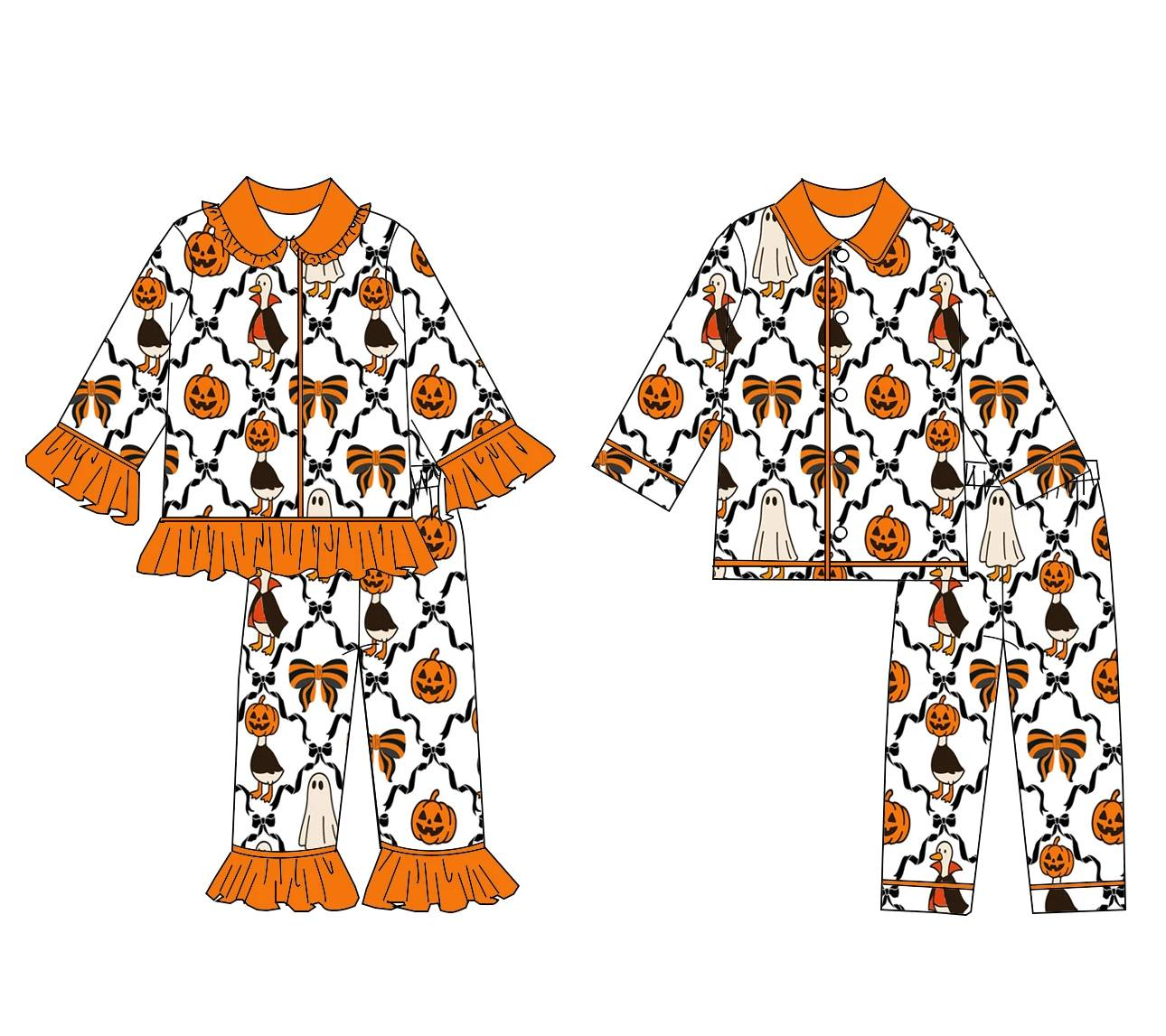 Custom moq 5 each style eta 6-7weeks baby girl clothes halloween bow long sleeve pants sets 1 and sets 2-25.8.9