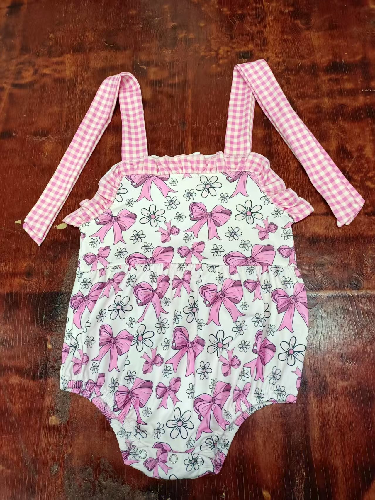 Custom moq 3 eta 6-7weeks baby girl clothes bow floral sleeveless romper-25.5.12