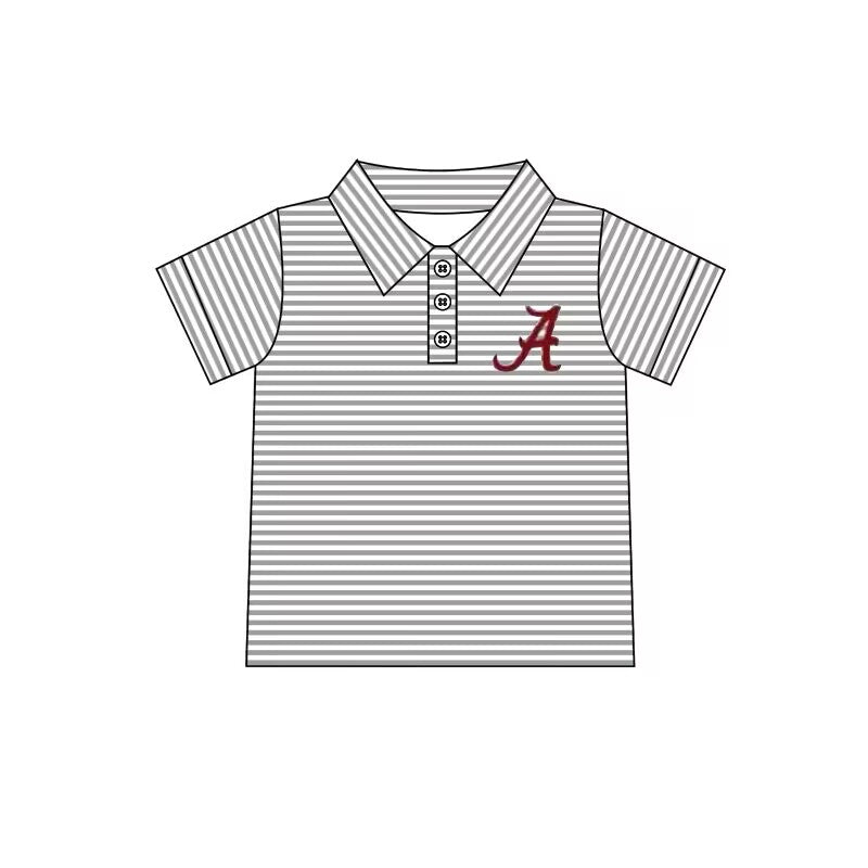 custom eta 6-8weeks moq 3 Baby boys clothes team A white striped summer tshirt