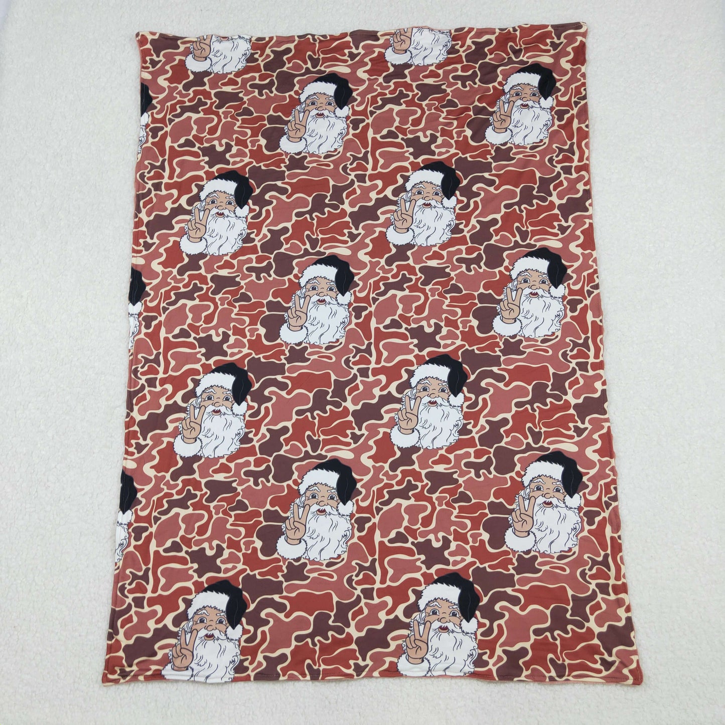 RTS NO MOQ(In Stock) BL0162 Santa Claus Brown Camouflage Baby Blanket