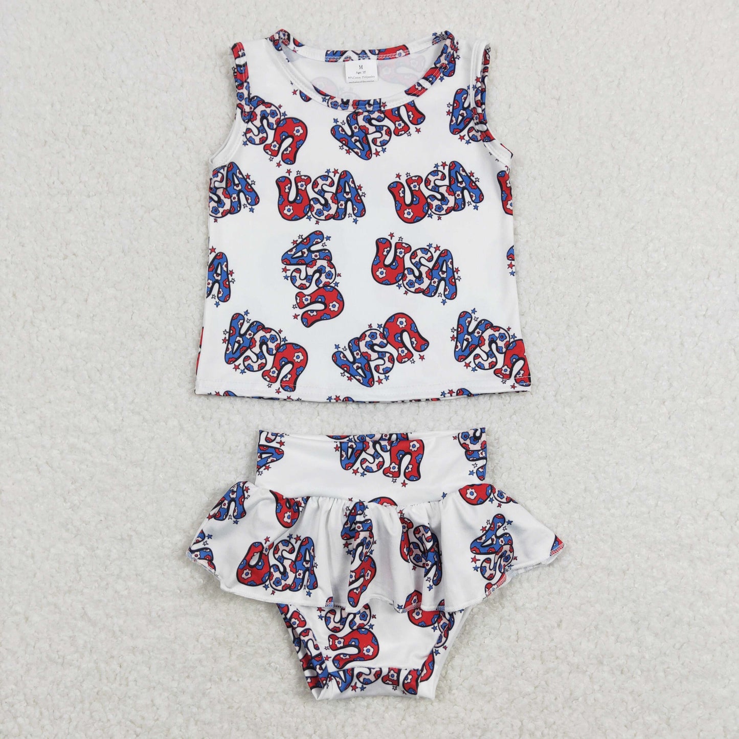 GBO0225 USA floral letter white short-sleeved lace briefs set